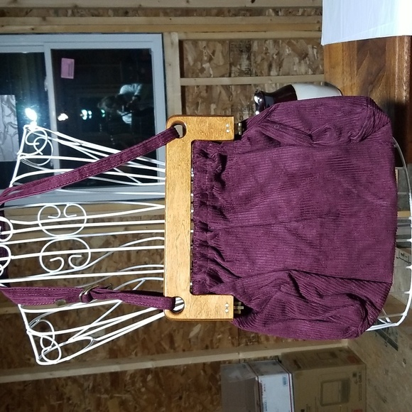 Vintage FS Originals wine corduroy bag with wooden closure - Picture 5 of 8